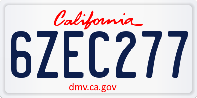 CA license plate 6ZEC277