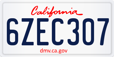CA license plate 6ZEC307