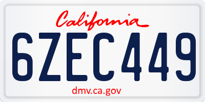 CA license plate 6ZEC449