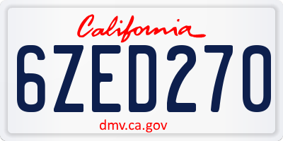 CA license plate 6ZED270