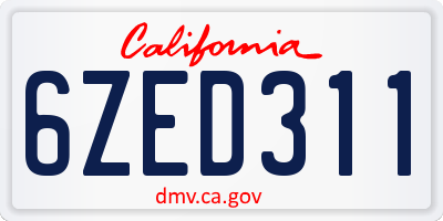 CA license plate 6ZED311