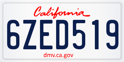 CA license plate 6ZED519