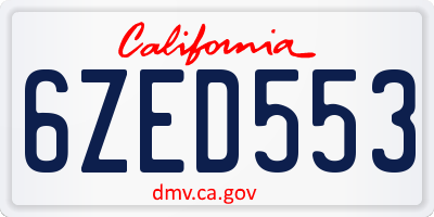 CA license plate 6ZED553
