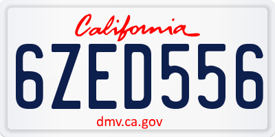 CA license plate 6ZED556