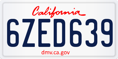 CA license plate 6ZED639