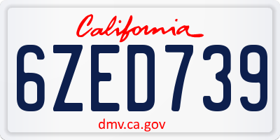 CA license plate 6ZED739