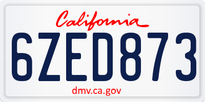 CA license plate 6ZED873