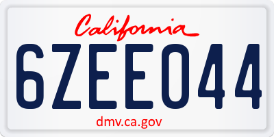 CA license plate 6ZEE044