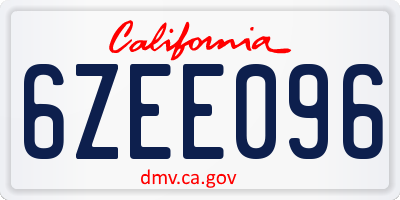 CA license plate 6ZEE096