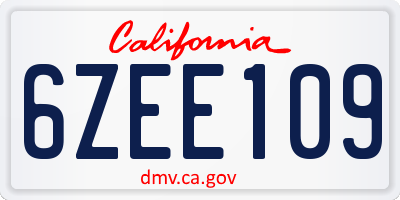 CA license plate 6ZEE109