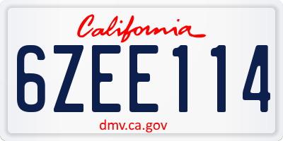 CA license plate 6ZEE114
