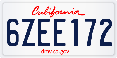 CA license plate 6ZEE172