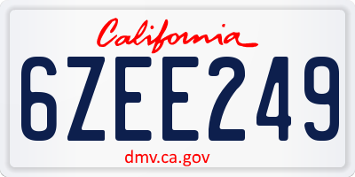 CA license plate 6ZEE249