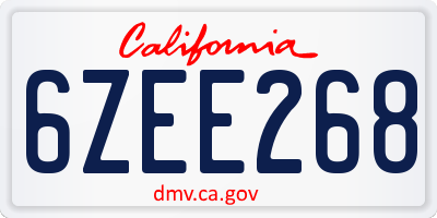 CA license plate 6ZEE268