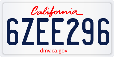 CA license plate 6ZEE296