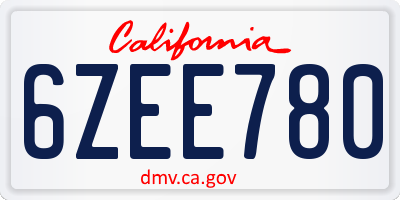 CA license plate 6ZEE780