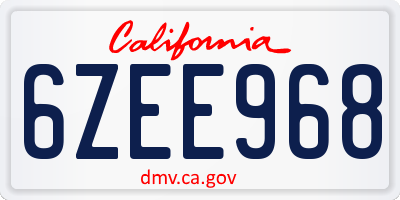 CA license plate 6ZEE968