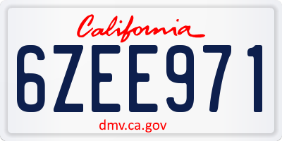 CA license plate 6ZEE971