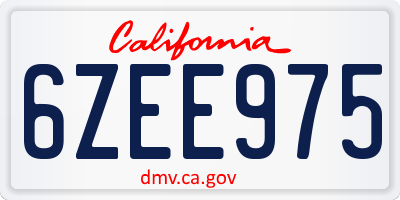CA license plate 6ZEE975