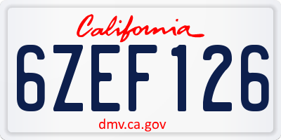 CA license plate 6ZEF126