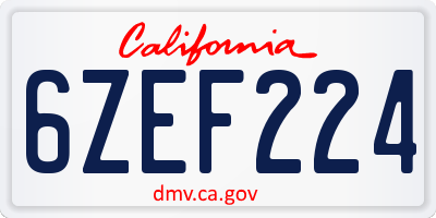 CA license plate 6ZEF224