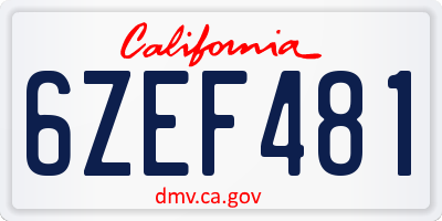CA license plate 6ZEF481