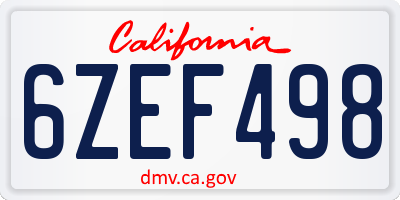 CA license plate 6ZEF498
