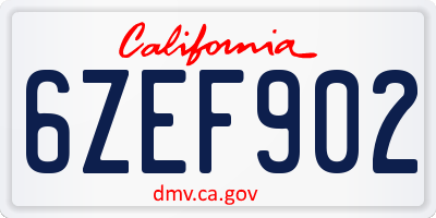 CA license plate 6ZEF902