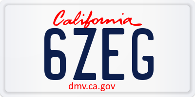 CA license plate 6ZEG