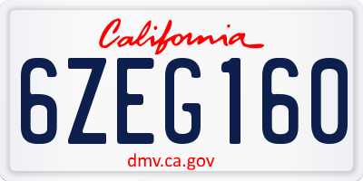 CA license plate 6ZEG160