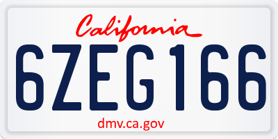 CA license plate 6ZEG166