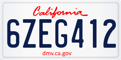 CA license plate 6ZEG412