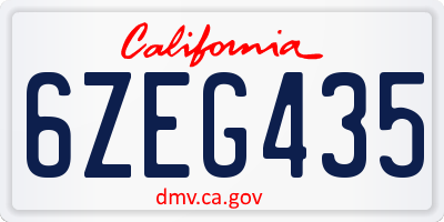 CA license plate 6ZEG435