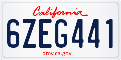 CA license plate 6ZEG441