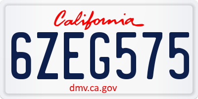 CA license plate 6ZEG575