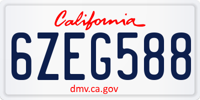 CA license plate 6ZEG588