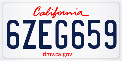 CA license plate 6ZEG659