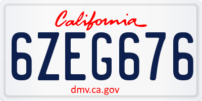 CA license plate 6ZEG676