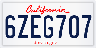 CA license plate 6ZEG707