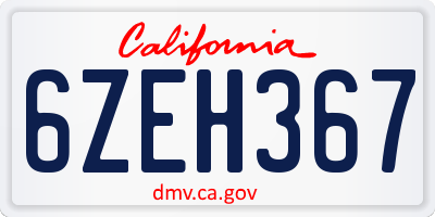 CA license plate 6ZEH367
