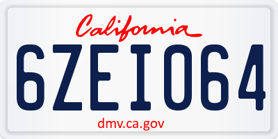 CA license plate 6ZEI064