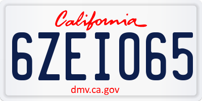 CA license plate 6ZEI065