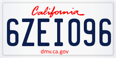 CA license plate 6ZEI096