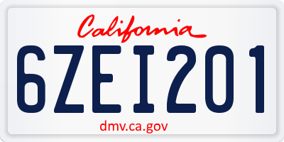 CA license plate 6ZEI201