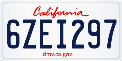 CA license plate 6ZEI297