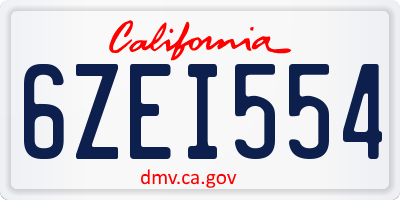CA license plate 6ZEI554