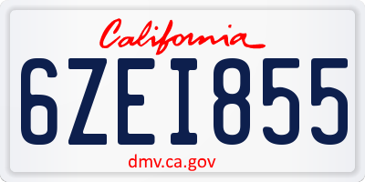 CA license plate 6ZEI855