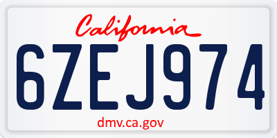 CA license plate 6ZEJ974