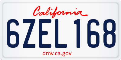 CA license plate 6ZEL168