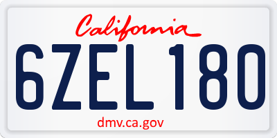 CA license plate 6ZEL180